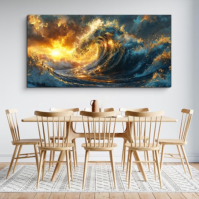 Canvas Wall Art Decor Sunshine Wave Canvas Wall Art Pictures For Living Room Decor Gold Modern Abstract Aesthetics Wall Art Decor Canvas Prints Artwork For Bedroom Office Wall Decor 20 X 40 Inch