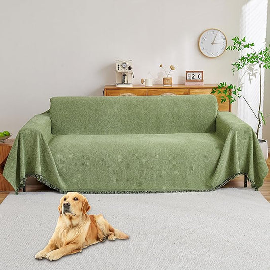 HAOMAIJIA Non Slip Couch Cover Sofa Covers for 3 Cushion Couch Washable sectional Couch Covers for Dogs pet Furniture Protector Couch Cover Blanket for Living Room (sage Green, 71"x118")