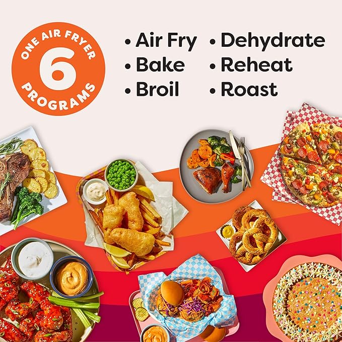 Instant Pot 4Qt VORTEX 6-in-1 Mini Air Fryer, Custom Program Options, Air Fry, Broil, Roast, Dehydrate, Bake, Reheat, Sea Salt, 4 Quarts