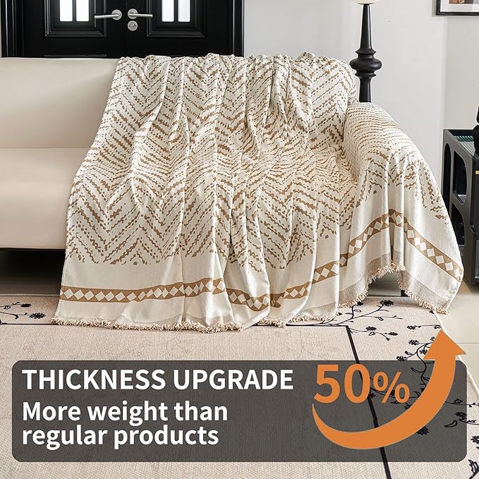 HAOMAIJIA Non Slip Couch Cover Sofa Covers for 2 Cushion Couch Washable sectional Couch Covers for Dogs pet Furniture Protector Couch Cover Blanket for Living Room (MR-Khaki, 71"x102")