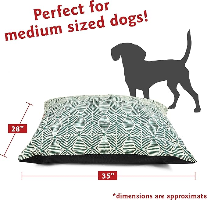 Majestic Pet Rectangle Medium Dog Bed Washable – Non Slip Comfy Pet Bed – Dog Crate Bed Super Value Pillow Dog Bed – Dog Kennel Bed for Sleeping - Dog Bed Medium Breed 35 x 28 Inch – Charlie Emerald