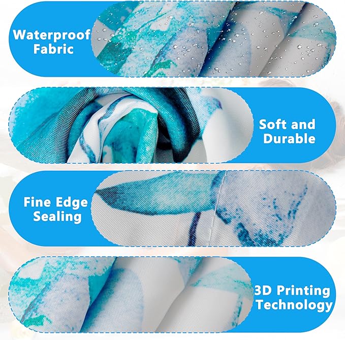 Blue Eucalyptus Leaves Shower Curtain for Bathroom:Aesthetic Art Watercolor Plant Shower Curtains Sets with Hooks,Waterproof Fabric Decor 72x72 inches.