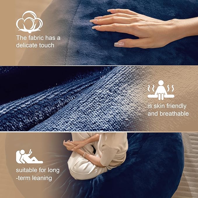 Bean Bag Chair for Adults,5FT Oversize Floor Bean Bags Offers Ample Space for Adults,Memory Foam Giant Bean Bags,Lounger Versatile Design Suits Any Room,Movie Nights,Reading (Blue, 5FT)