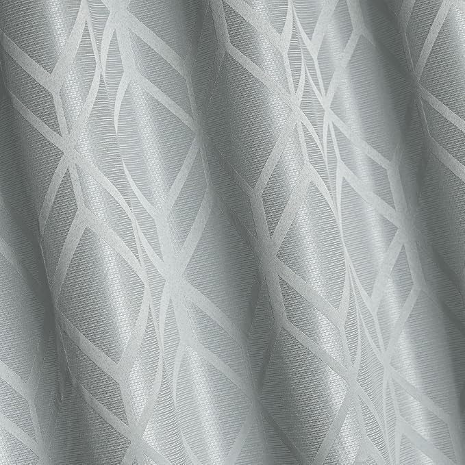 Amazon Basics Jacquard 2-Piece 100% Blackout Curtains, Living Room and Bedroom Drapes, Thermal Insulated Window Treatment, 52"x95", Light Grey