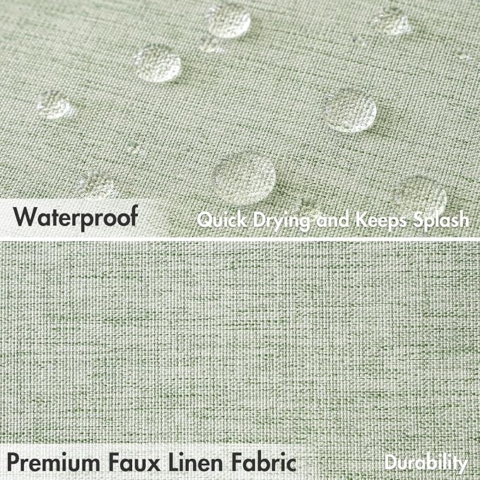 MIULEE Spring Linen Shower Curtain with 12 Metal Hooks Modern Heavy Duty Washable Fabric Curtain Set Waterproof Thick Cloth Shower Curtains for Bathroom Hotel Bathtub, W72*L80, Light Sage Green