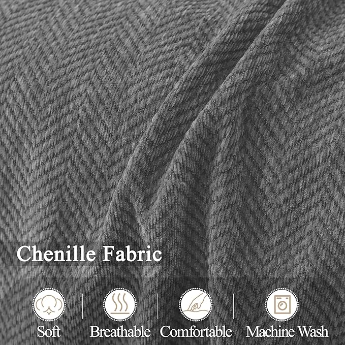 ALIECOM Sectional Couch Covers L Shape Sectional Sofa Cover for Dogs 2 Piece Thick Chenille L Shaped Couch Cover Blanket Chaise Sofa Slipcovers Pet Furniture Protector Washable (X-Large, Dark Grey)