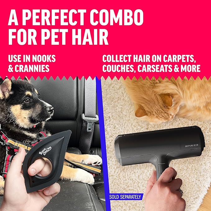 ChomChom Roller Detailer- Scraper for Pet Hair Remover and Lint - Great for CAR - Cat and Dog Hair Remover for Couch, Furniture, Carpet, Clothing and Bedding - Travel Multi-Surface Fur Removal Tool