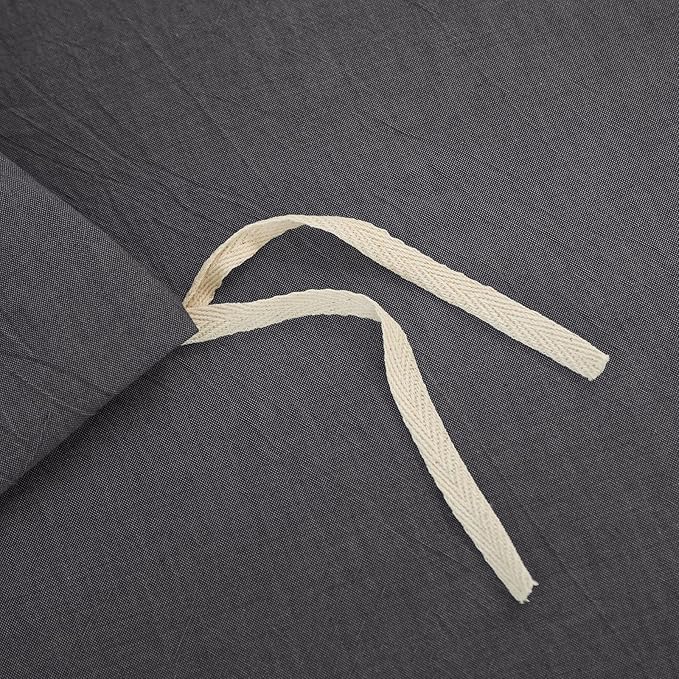 JIYUAN 100% Washed Cotton Duvet Cover Set 3 Pieces King, 1 Duvet Cover 104x90 Inches (Comforter Not Included) and 2 Pillowcases,Linen Feel Bedding Set Comfy and Breathable, Heathered Dark Grey