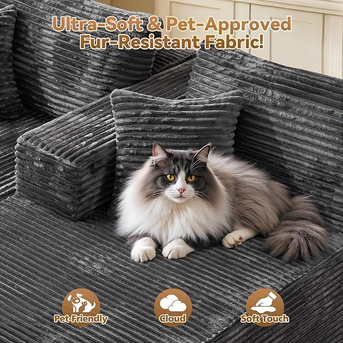 108" Modular Sectional Sofa, Cloud Sectional Couch with Deep Seat, Modern Modular L-Shape Sofa Couch with Chaise,Upholstered Couches for Living Room Bedroom