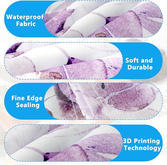 Purple Eucalyptus Leaves Shower Curtain for Bathroom:Aesthetic Art Watercolor Plant Shower Curtains Sets with Hooks,Waterproof Fabric Decor 72x78 inches.