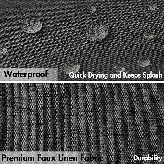 MIULEE Extra Long Linen Shower Curtain 84 Inch Long with 12 Metal Hooks Washable Heavy Fabric Shower Curtain Set Waterproof Thick Cloth Shower Curtain for Bathroom Hotel Bathtub,72 x 84,Charcoal Grey