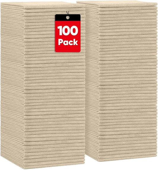 HOMEXCEL Brown Microfiber Cleaning Cloths 100 Pack, Highly Absorbent, Lint & Scratch-Free Cleaning Rags for House Kitchen, Microfiber Towels for Car 11.5 x 11.5 inch Brown