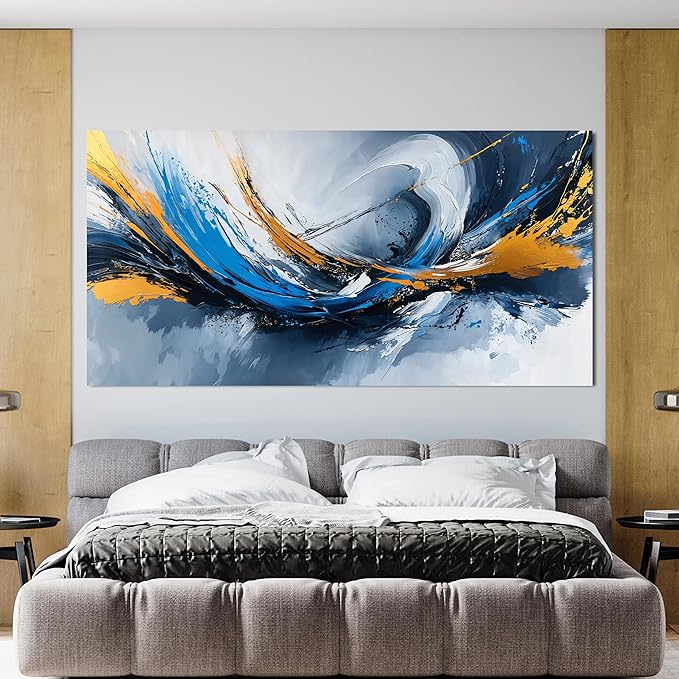 Canvas Wall Art Decor Modern Abstract Aesthetics Wall Art For Living Room Decor Gold And Blue Abstract Art Wall Decorations Artwork For Walls Canvas Prints For Bedroom Office Wall Decor 20×40 Inch