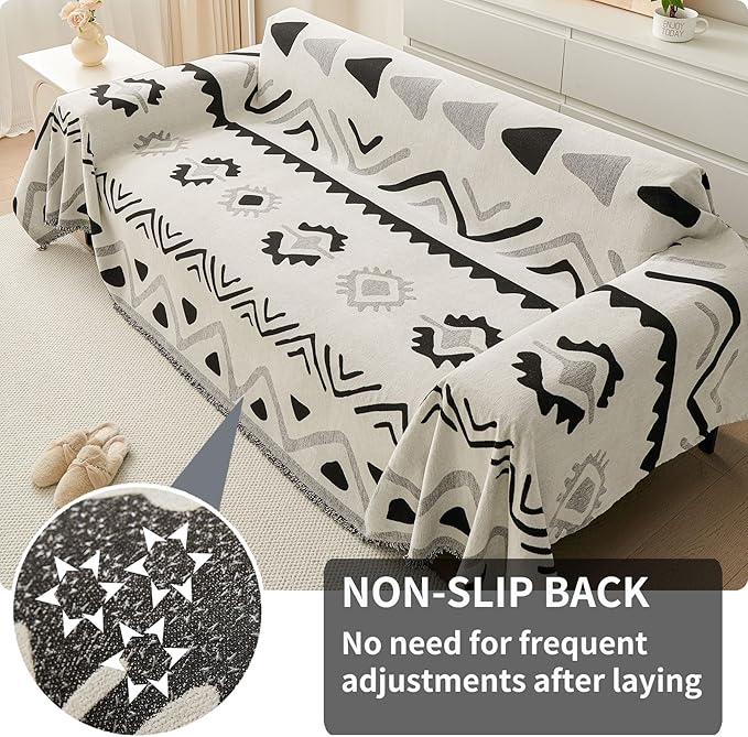 HAOMAIJIA Non Slip Couch Cover Sofa Covers for 2 Cushion Couch Washable sectional Couch Covers for Dogs pet Furniture Protector Couch Cover Blanket for Living Room (My-Black, 71"x102")
