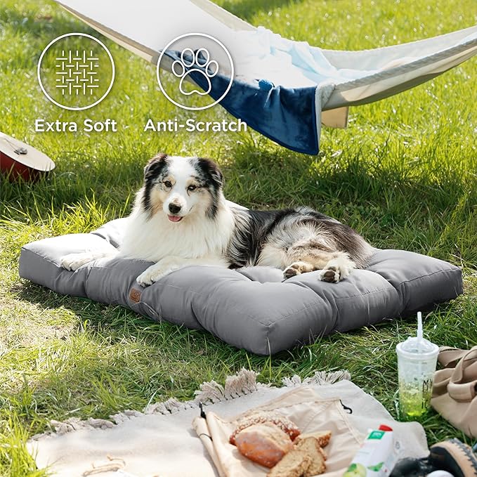 Bedsure XXL Dog Bed - Washable Giant Pet Bed Mattress with Oxford Fabric, Water Resistant Dog Pillow for Crate, 47x35x4, Grey