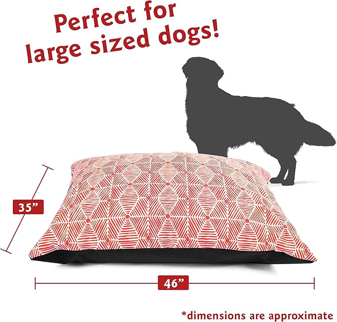 Majestic Pet Rectangle Dog Bed - Washable Super Value Pillow - Large Breed 46 x 35 Inch - Charlie Salmon