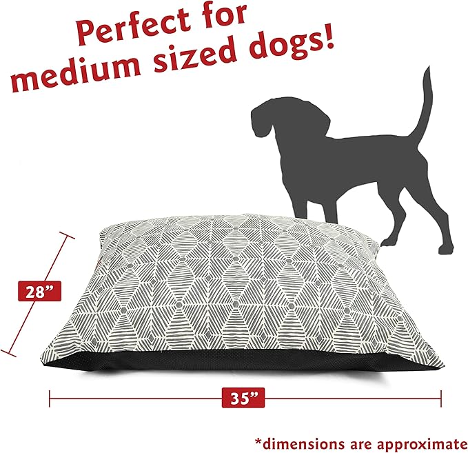 Majestic Pet Rectangle Medium Dog Bed Washable – Non Slip Comfy Pet Bed – Dog Crate Bed Super Value Pillow Dog Bed – Dog Kennel Bed for Sleeping - Dog Bed Medium Breed 35 x 28 Inch – Charlie Gray