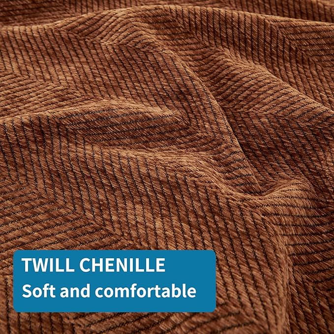 HAOMAIJIA Chenille Couch Cover Sofa Covers for 3 Cushion Couch Washable sectional Couch Covers for Dogs pet Furniture Protector Couch Cover Blanket for Living Room (Brown, 91"x118")