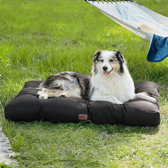 Bedsure Extra Large Dog Bed - Washable Giant Pet Bed Mattress with Oxford Fabric, Water Resistant Flat Pet Pillow Bed for XL Dog Crate, 44x35x4, Black