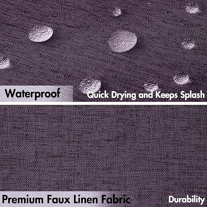 MIULEE Extra Long Linen Shower Curtain 84 Inch Long with 12 Metal Hooks Washable Heavy Fabric Curtain Set Waterproof Thick Cloth Shower Curtains for Bathroom Hotel Bathtub,72 x 84,Purple