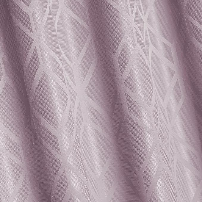 Amazon Basics Jacquard 2-Piece 100% Blackout Curtains, Living Room and Bedroom Drapes, Thermal Insulated Window Treatment, 42"x95", Pink