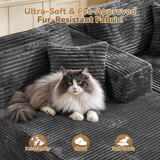 108" Modular Sectional Sofa, Cloud Sectional Couch with Deep Seat, Modern Modular L-Shape Sofa Couch with Chaise,Upholstered Couches for Living Room Bedroom