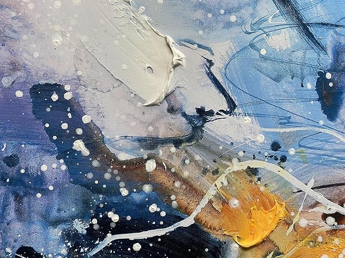 Ardemy Large Abstract Wall Art Canvas for Living Room Modern Framed Wall Decor Textured White Beige Purple Painting Picture Bedroom Artwork Home Office Kitchen Dining Room, Black Wood 48"x24"