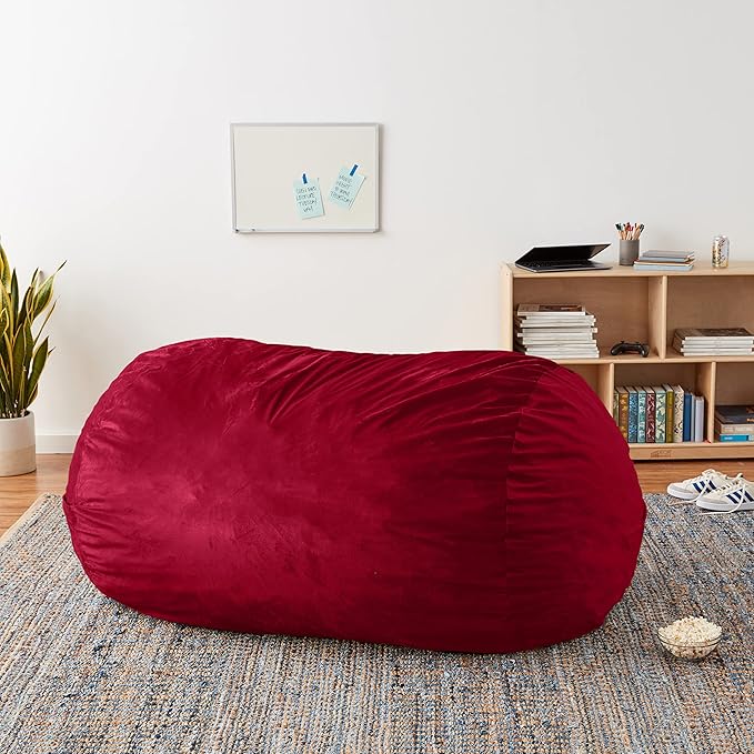 Sofa Sack Bean Bag Chair Cover Only, for Adults and Kids, Without Filling Comfy Fluffy Round or Oval Beanbag Chair Cover Replacement, Lazy Sofa Cover for Reading Chair or Floor Chair, 6-Feet, Cinnabar