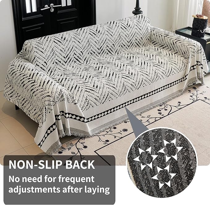 HAOMAIJIA Non Slip Couch Cover Sofa Covers for 2 Cushion Couch Washable sectional Couch Covers for Dogs pet Furniture Protector Couch Cover Blanket for Living Room (MR-Black, 71"x102")