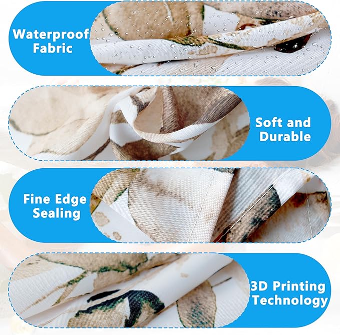 Brown Eucalyptus Leaves Shower Curtain for Bathroom:Aesthetic Art Watercolor Plant Shower Curtains Sets with Hooks,Waterproof Fabric Decor 72x84 inches.