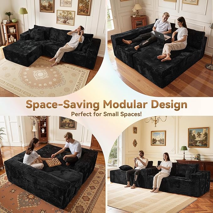 108" Modular Sectional Sofa, Cloud Sectional Couch with Deep Seat, Modern Modular L-Shape Sofa Couch with Chaise,Upholstered Couches for Living Room Bedroom