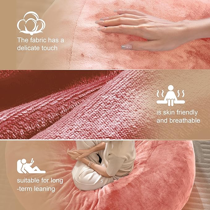 Bean Bag Chair for Adults,6FT Oversize Floor Bean Bags Offers Ample Space for Adults,Memory Foam Giant Bean Bags,Lounger Versatile Design Suits Any Room,Movie Nights,Reading (Pink, 6FT)