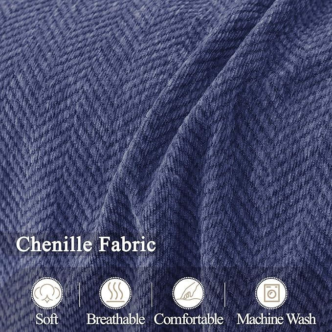 ALIECOM Sectional Couch Covers L Shape Sectional Sofa Cover for Dogs 2 Piece Thick Chenille L Shaped Couch Cover Blanket Chaise Sofa Slipcovers Pet Furniture Protector Washable (X-Large, Navy Blue)