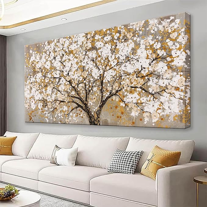 Wall Art Gold Nature Tree Of Life Abstract Canvas Painting Canvas Art Wall Decor Picture Modern Wall Art Landscape Artwork For Living Room Bedroom Bathroom Office Home Decor 24"X48"Painting