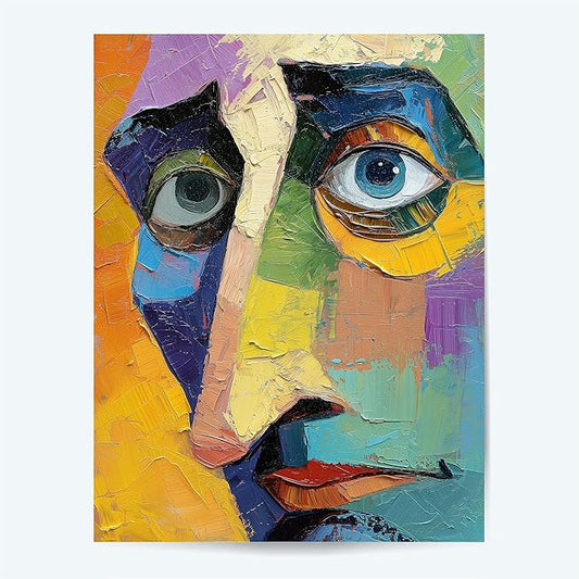 Abstract Face Wall Art - Picasso Style Poster - Paper Poster Art - Art Wall Poster - Picasso Style Art Print - Painting Poster