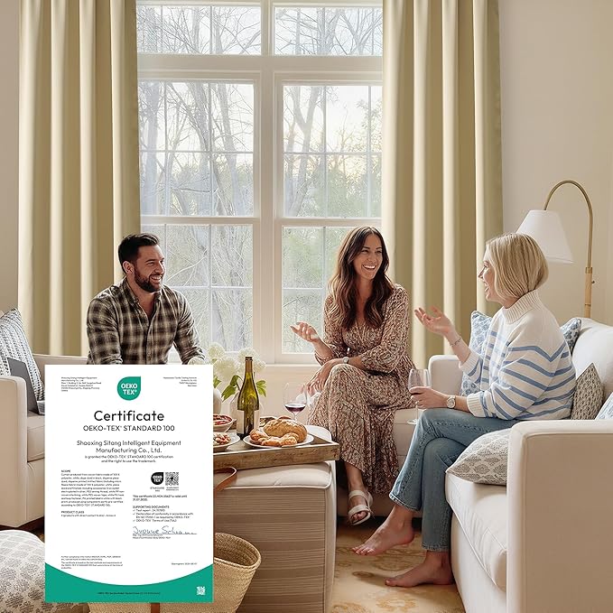 RYB HOME Bedroom Blackout Curtains 54 inches Long, 100% Blackout Thermal Insulated Noise Reducing Curtains for Living Room Nursury, 42 inches Wide by 54 inches Long, Biscotti Beige