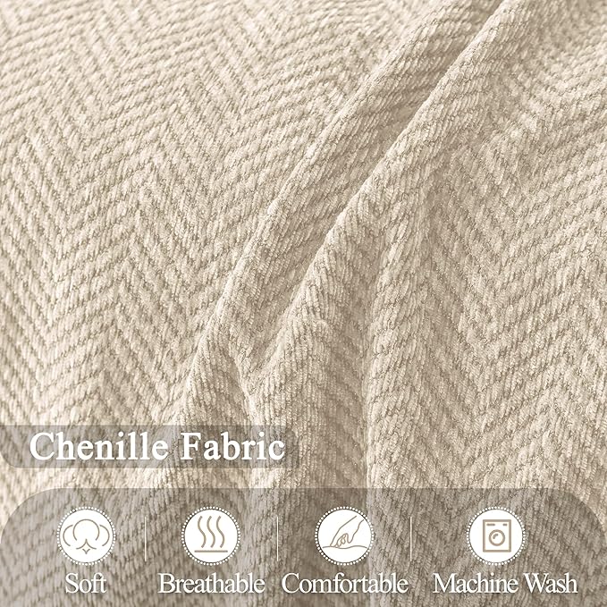 ALIECOM Sectional Couch Covers L Shape Sectional Sofa Cover for Dogs 2 Piece Thick Chenille L Shaped Couch Cover Blanket Chaise Sofa Slipcovers Pet Furniture Protector Washable (X-Large, Light Khaki)