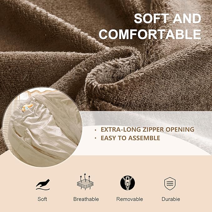 Bean Bag Chair for Adults,6FT Oversize Floor Bean Bags Offers Ample Space for Adults,Memory Foam Giant Bean Bags,Lounger Versatile Design Suits Any Room,Movie Nights,Reading (Apricot, 6FT)