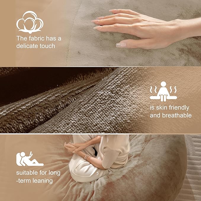 Bean Bag Chair for Adults,4FT Oversize Floor Bean Bags Offers Ample Space for Adults,Memory Foam Giant Bean Bags,Lounger Versatile Design Suits Any Room,Movie Nights,Reading (Apricot, 4FT)