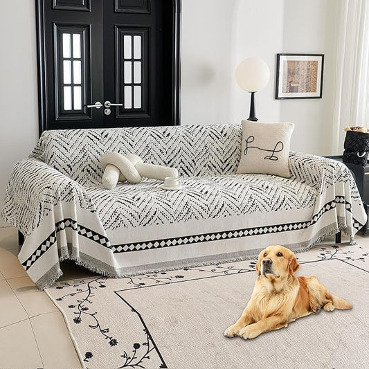 HAOMAIJIA Non Slip Couch Cover Sofa Covers for 2 Cushion Couch Washable sectional Couch Covers for Dogs pet Furniture Protector Couch Cover Blanket for Living Room (MR-Black, 71"x102")