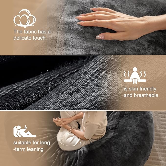 Bean Bag Chair for Adults,5FT Oversize Floor Bean Bags Offers Ample Space for Adults,Memory Foam Giant Bean Bags,Lounger Versatile Design Suits Any Room,Movie Nights,Reading (Gray, 5FT)