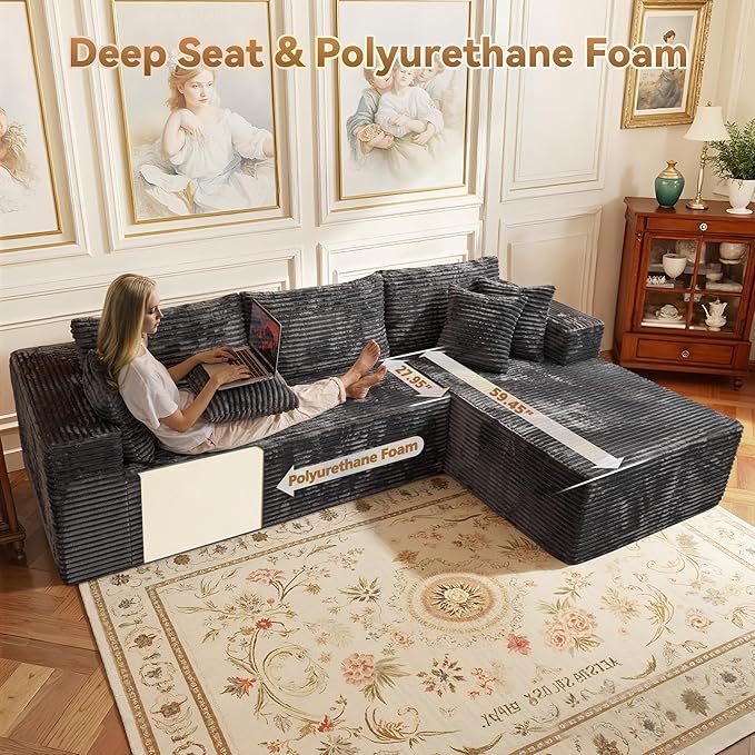 108" Modular Sectional Sofa, Cloud Sectional Couch with Deep Seat, Modern Modular L-Shape Sofa Couch with Chaise,Upholstered Couches for Living Room Bedroom