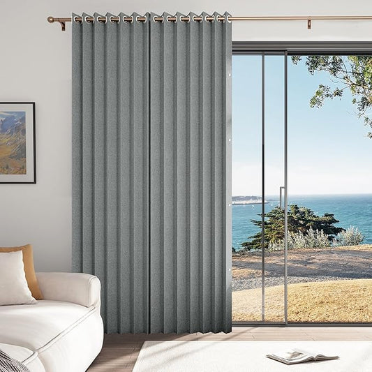 100% Blackout Memory Trained Pleated Curtains with Magnetic Closure, Room Darkening Window Curtain 84 inch for Living Room Bedroom, 1 Panel, W45 x L84, Grey