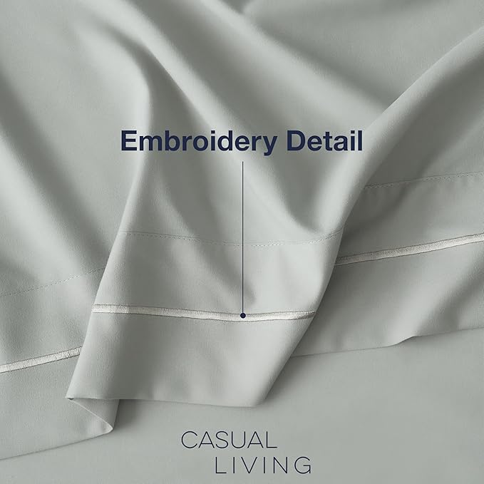 CASUAL LIVING Twin XL Sheets Set 3 Piece Cooling Sheets with 1 Pillowcase Soft Microfiber Hypoallergenic Washable Bed Set Deep Pocket Lightweight Bedding for College Dorm Essentials, Sage Green