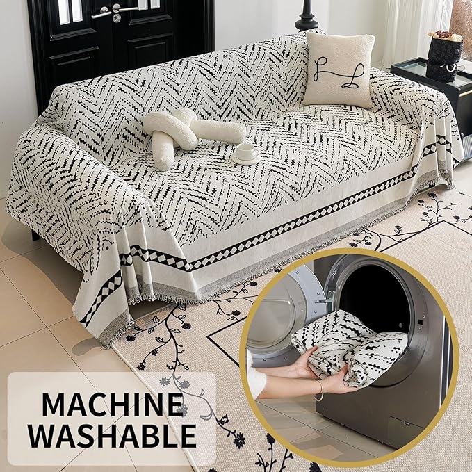 HAOMAIJIA Non Slip Couch Cover Sofa Covers for 2 Cushion Couch Washable sectional Couch Covers for Dogs pet Furniture Protector Couch Cover Blanket for Living Room (MR-Black, 71"x102")