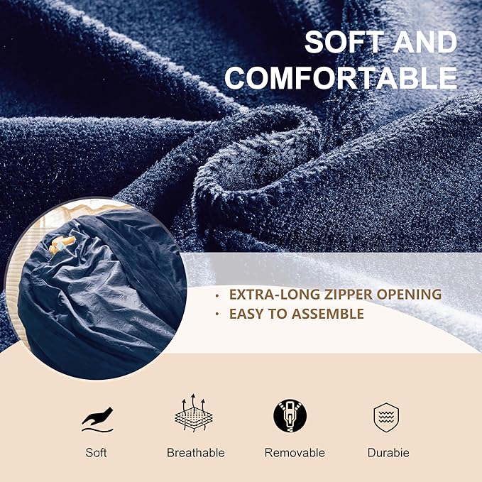 Bean Bag Chair for Adults,5FT Oversize Floor Bean Bags Offers Ample Space for Adults,Memory Foam Giant Bean Bags,Lounger Versatile Design Suits Any Room,Movie Nights,Reading (Blue, 5FT)