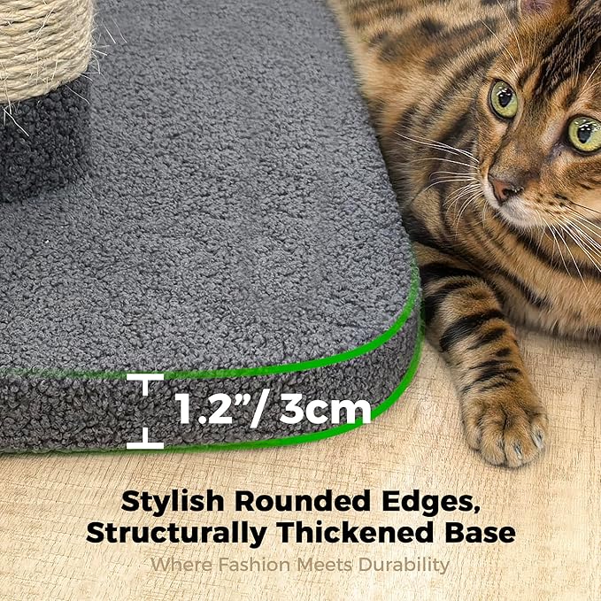 TINYBEAST 34.7" Tall Cat Scratching Post, 3 in 1 Sisal Cat Scratcher, Heavy Duty 4.3" Diameter Cat Tree with Hanging Bell Ball Toy and Reinforced Stable Base for Indoor Adult Cats & Kittens