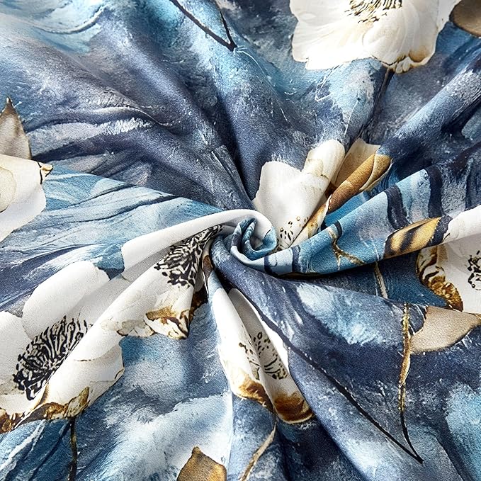 Cupocupa Duvet Cover Queen Size Set Boho Floral Pattern Queen Duvet Cover Set for Queen Size Bed Vintage Soft Bedding Leaf Print Duvet Cover with Pillowcases