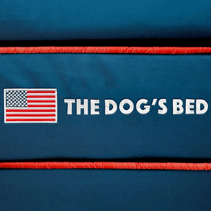 The Dog’s Bed Orthopedic Memory Foam Dog Bed, Medium Blue Oxford with Red Trim USA Flag, Pain Relief for Arthritis, Hip & Elbow Dysplasia, Post Surgery, Supportive, Calming, Waterproof Washable